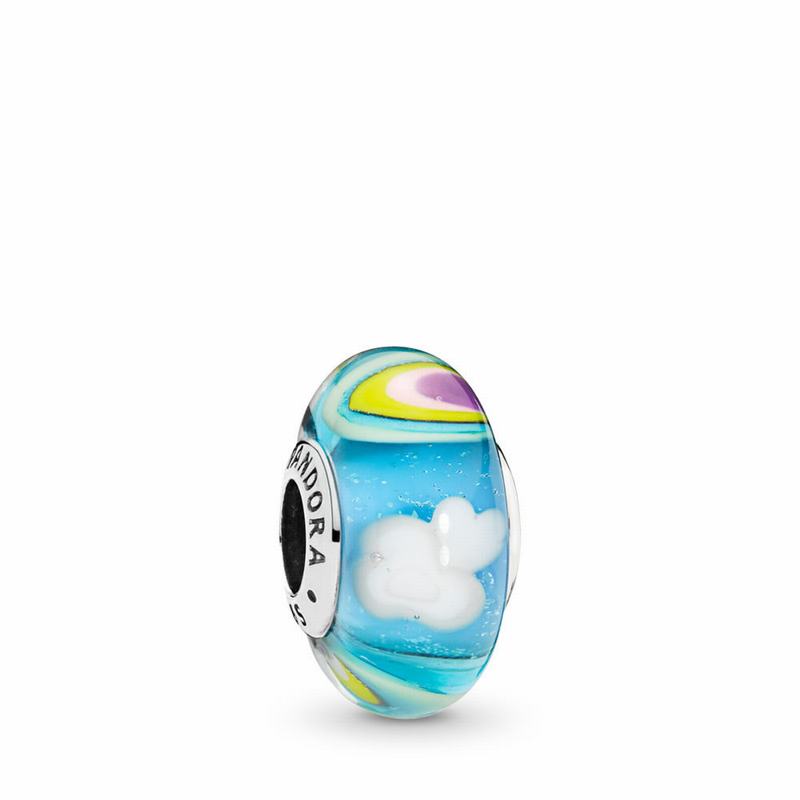 Pandora Iridescent Rainbow Charm Ireland - Sterling Silver/Glass/Blue - 249016PBK